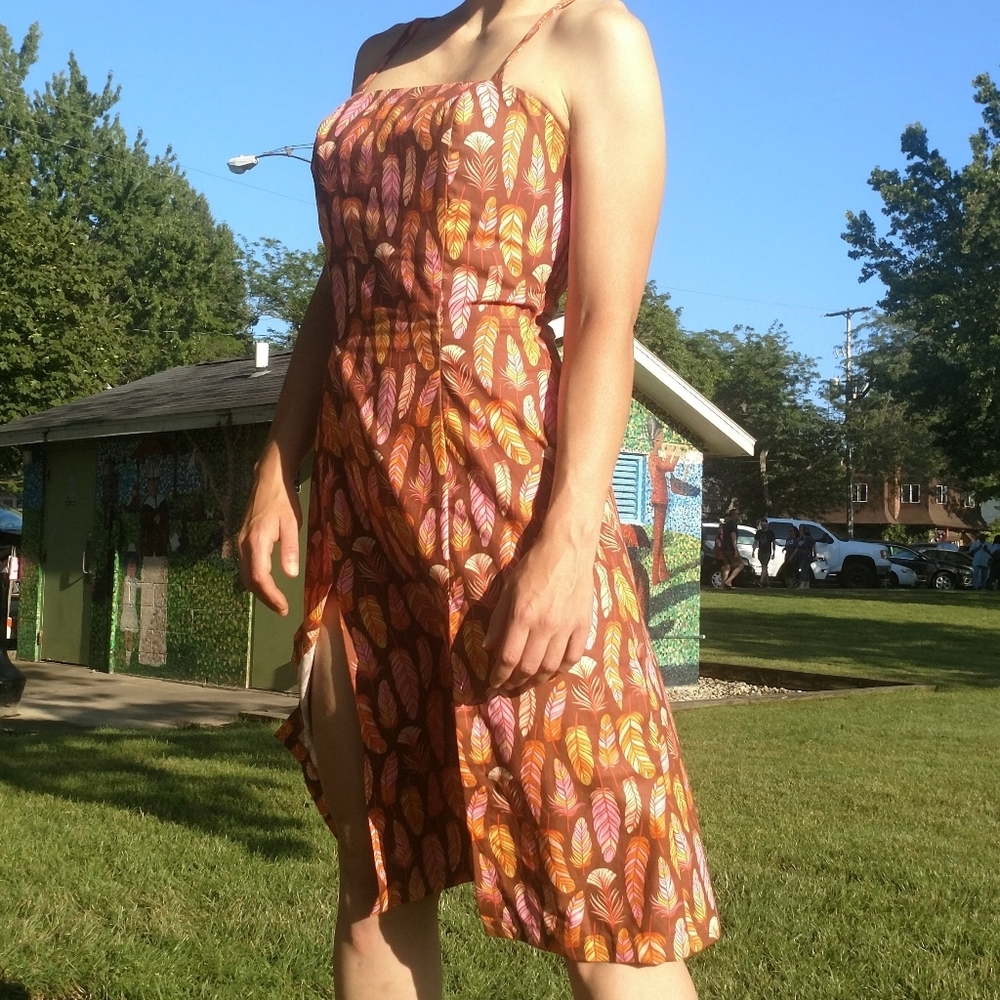 Feather print dress